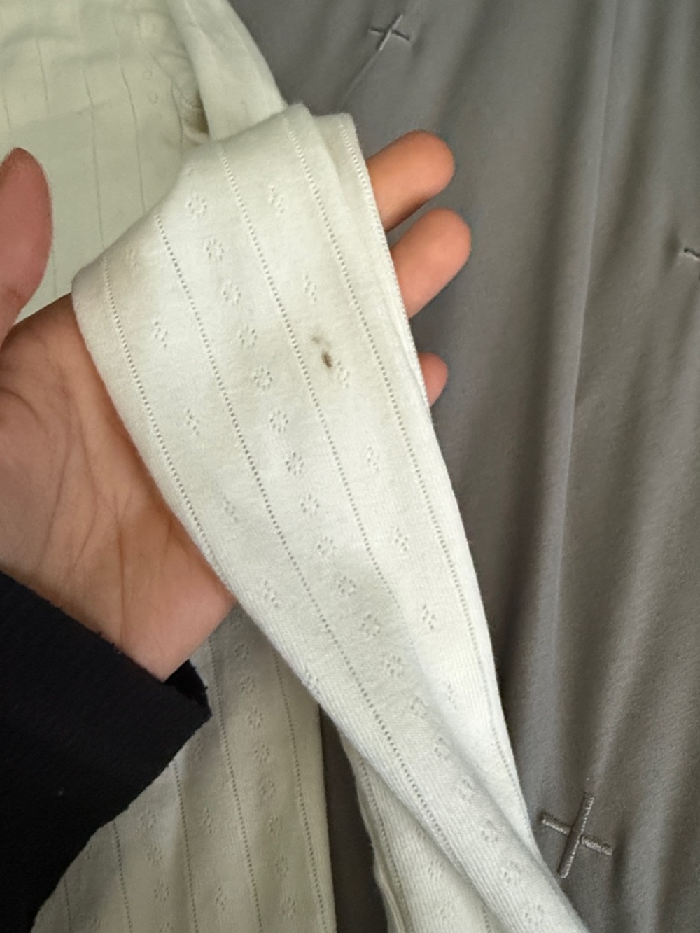 White Ribbed Button-Front Long Sleeve Tee - Picture 4 of 4